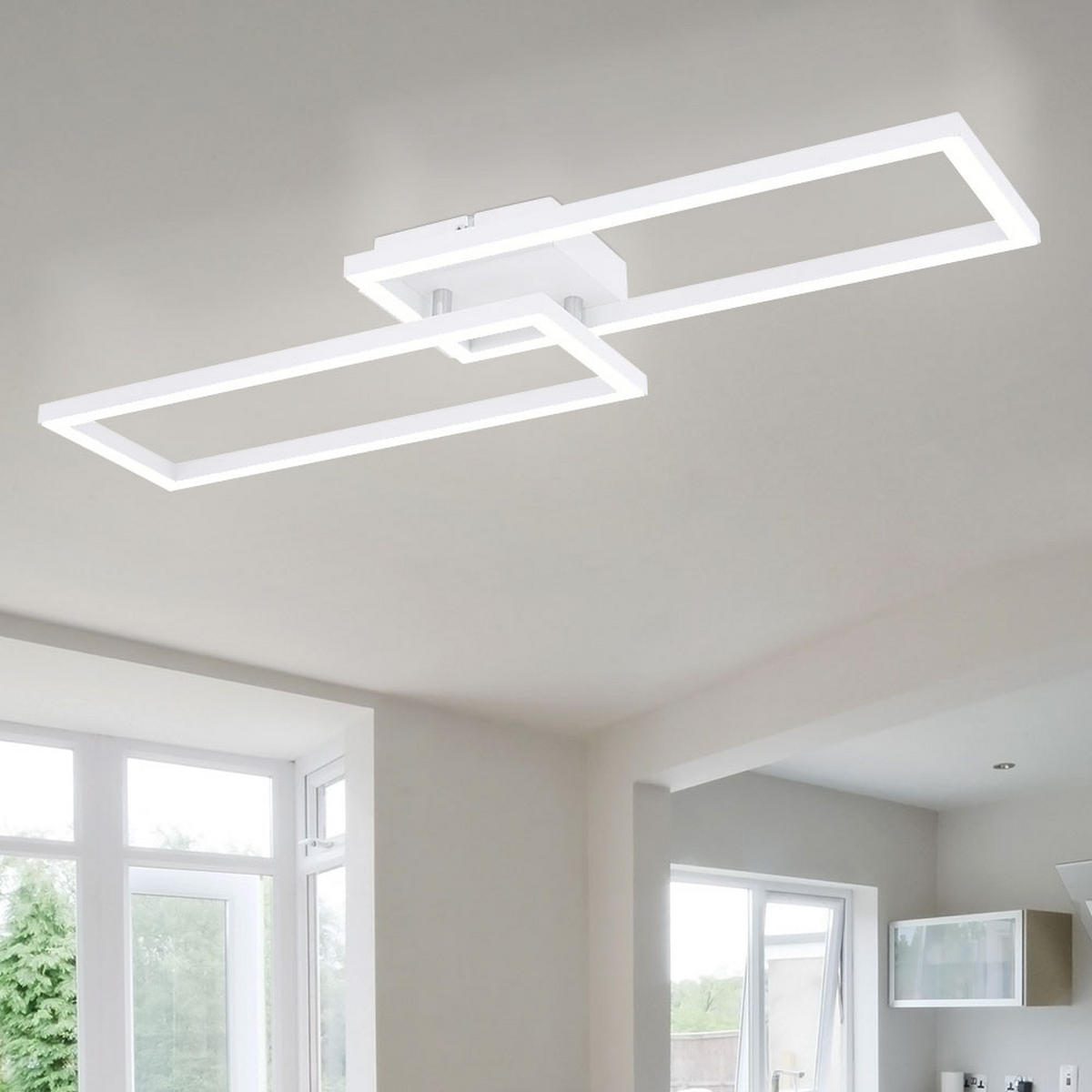 LED DECKENLEUCHTE Metall Weiß Opal - Weiß, Metall (71/23/7.5cm)