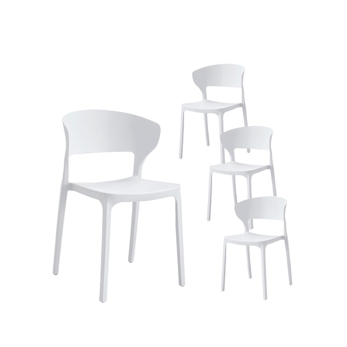 GARTENSTUHL Serin Weiß 48 cm x 76 cm 4er-Set - Weiß, Kunststoff (48/76/52cm) - Klast Home