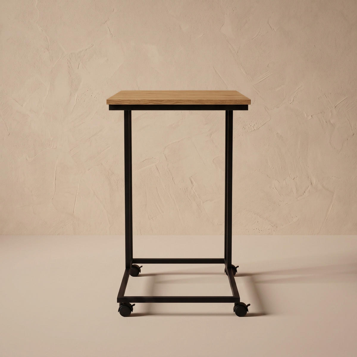 BEISTELLTISCH mit Rollen Braun 35/50/61 cm - Hellbraun, Metall (35/50/61cm) - SCENA LIVING