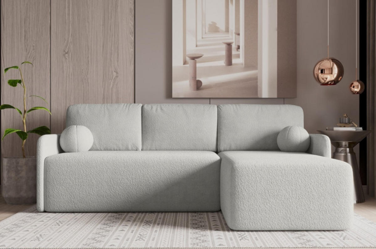 ECKSOFA Grau BLUMEN Boucle Rechts - Grau, Textil (212/142cm) - Sepro Meble