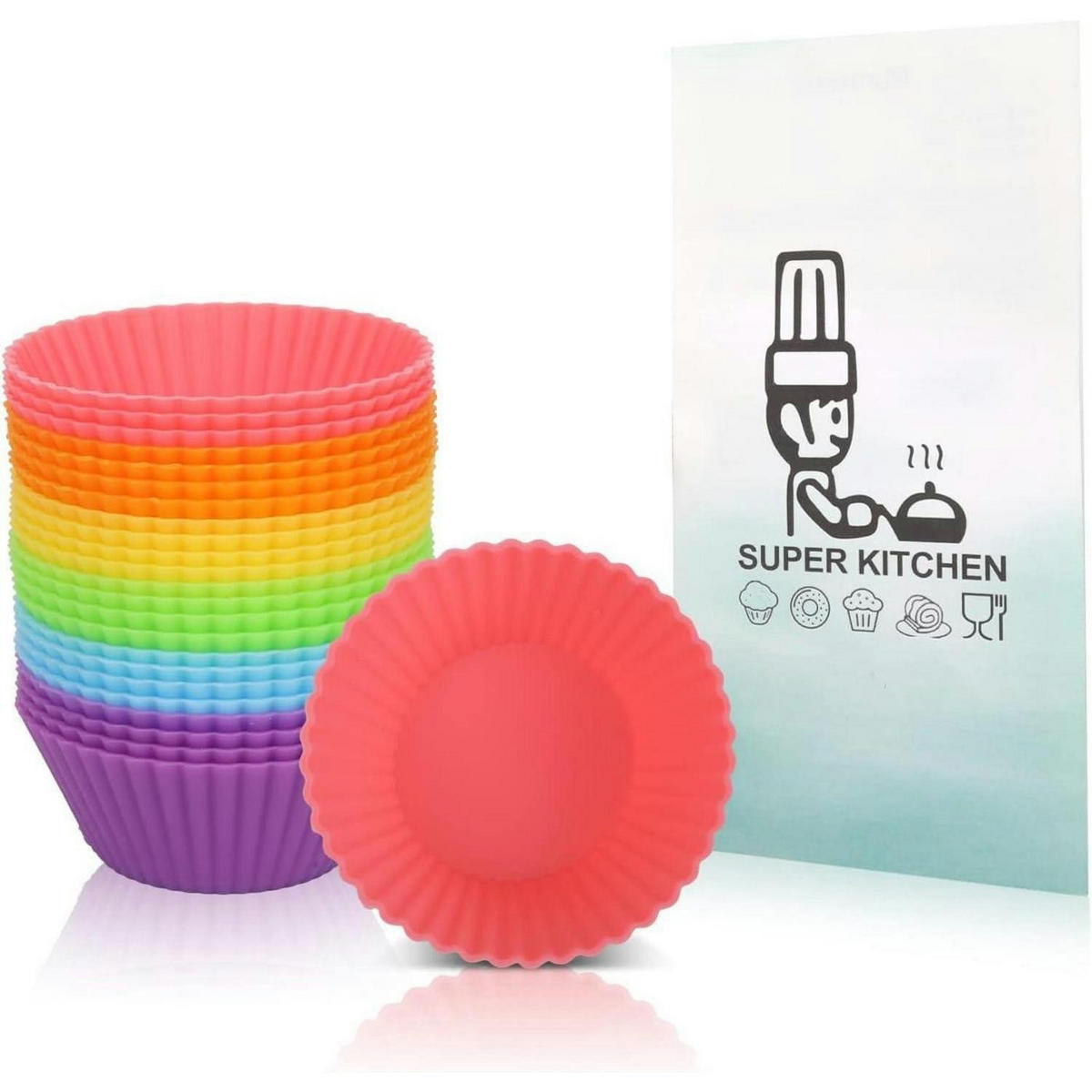 MUFFINFORMEN Silikon 24er Set Regenbogenfarben - Multicolor, Kunststoff (3.1/2.1/5.3cm)