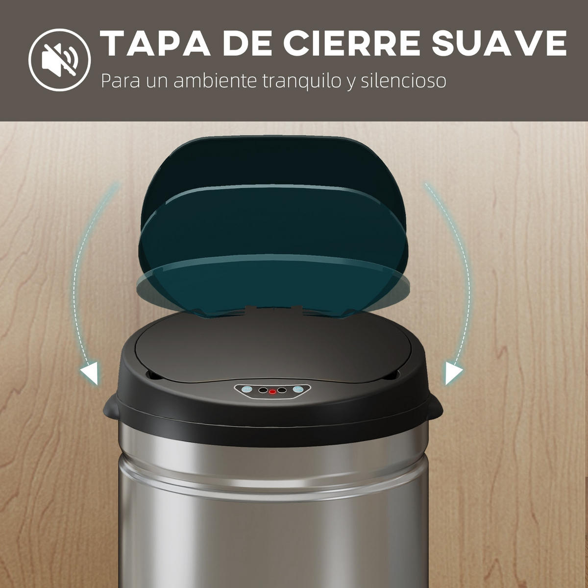 MÜLLEIMER mit Sensor 30L 32/30,5/51 cm Edelstahl Silber AUTOMATISCHE ÖFFNUNG Küche - Silberfarben, Metall (30.5/51/32cm) - Rolipo