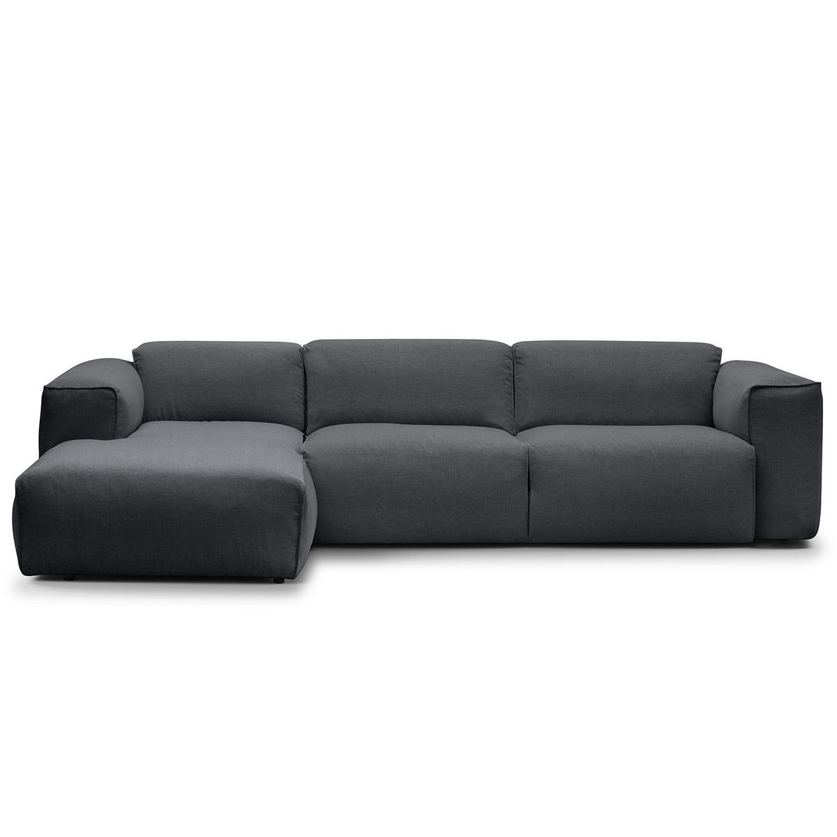 3-SITZER ECKSOFA mit Longchair - Schwarz/Grau, Textil (284/173cm) - home24