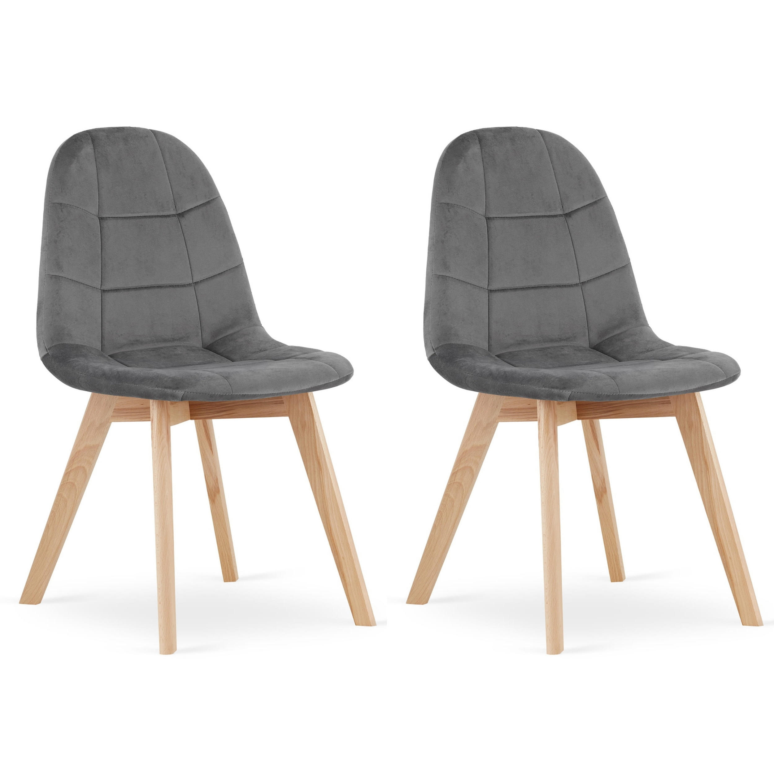 STUHL SORANO 2-er Set, Grau, mit Samtstoff gepolstert - Anthrazit, Holz/Textil (45/82/54cm) - Komodee