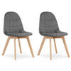 STUHL SORANO 2-er Set, Grau, mit Samtstoff gepolstert - Anthrazit, Holz/Textil (45/82/54cm) - Komodee