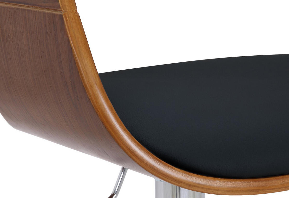 BARHOCKER Kingston 88-102 cm walnuss/schwarz - Schwarz, Leder (50/88/48cm) - furnicato