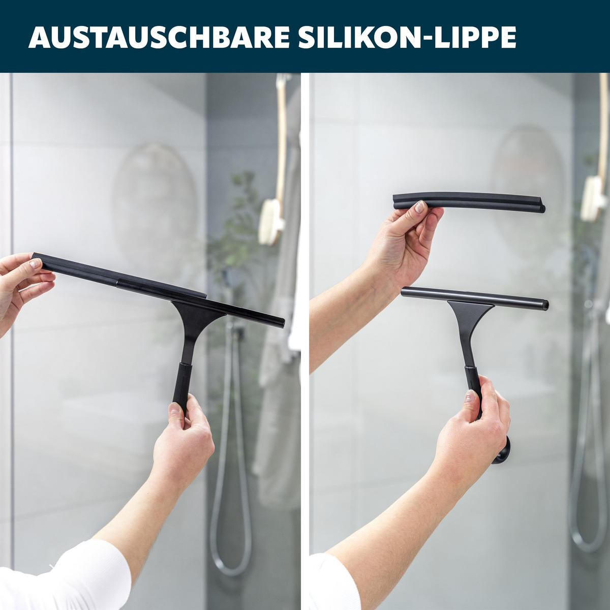 DUSCHABZIEHER, schwarz, Edelstahl - Schwarz, Metall (24/22/2cm) - bremermann