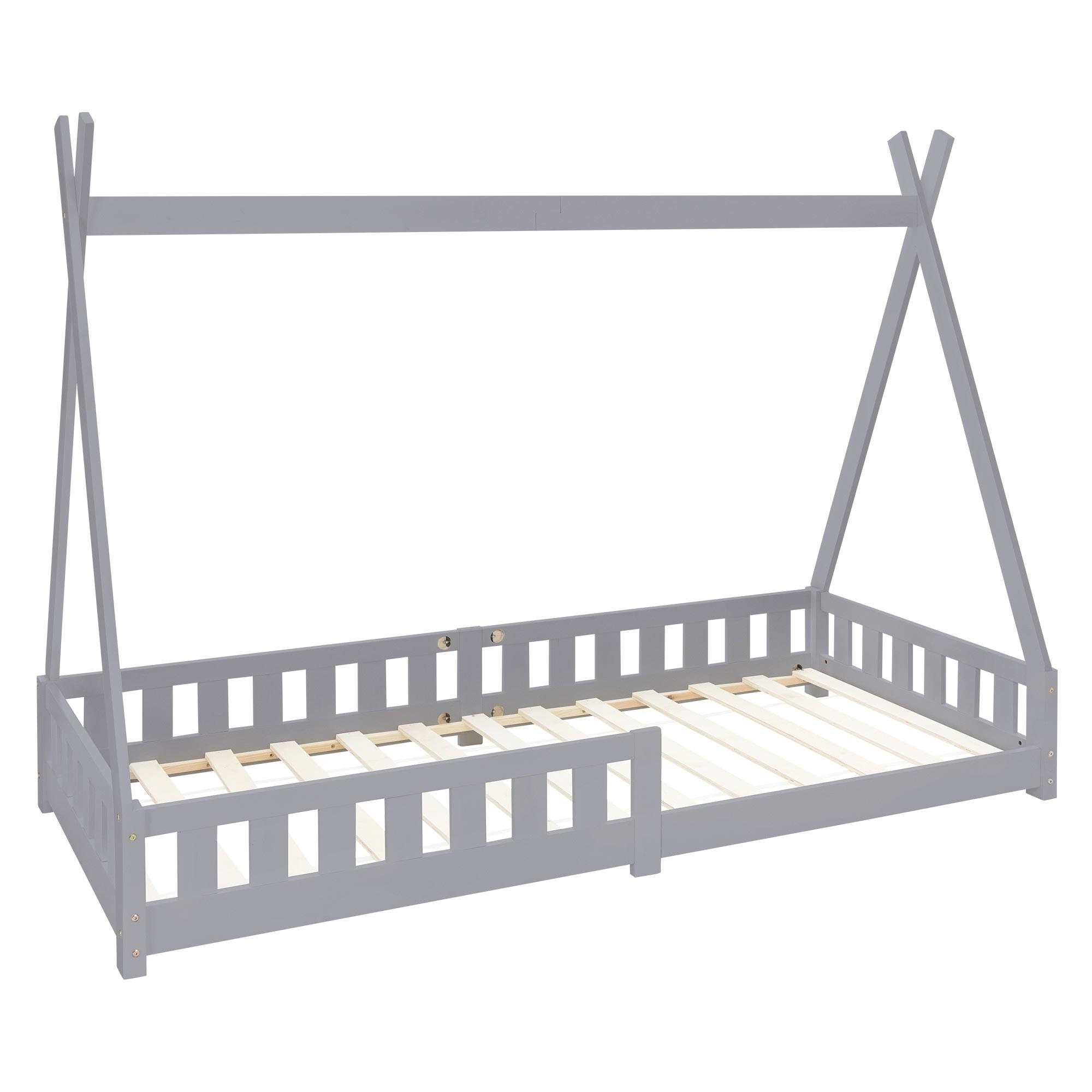 KINDERBETT Tipi 90x200 cm Hellgrau - Hellgrau, Holz (90/200cm) - ML-DESIGN