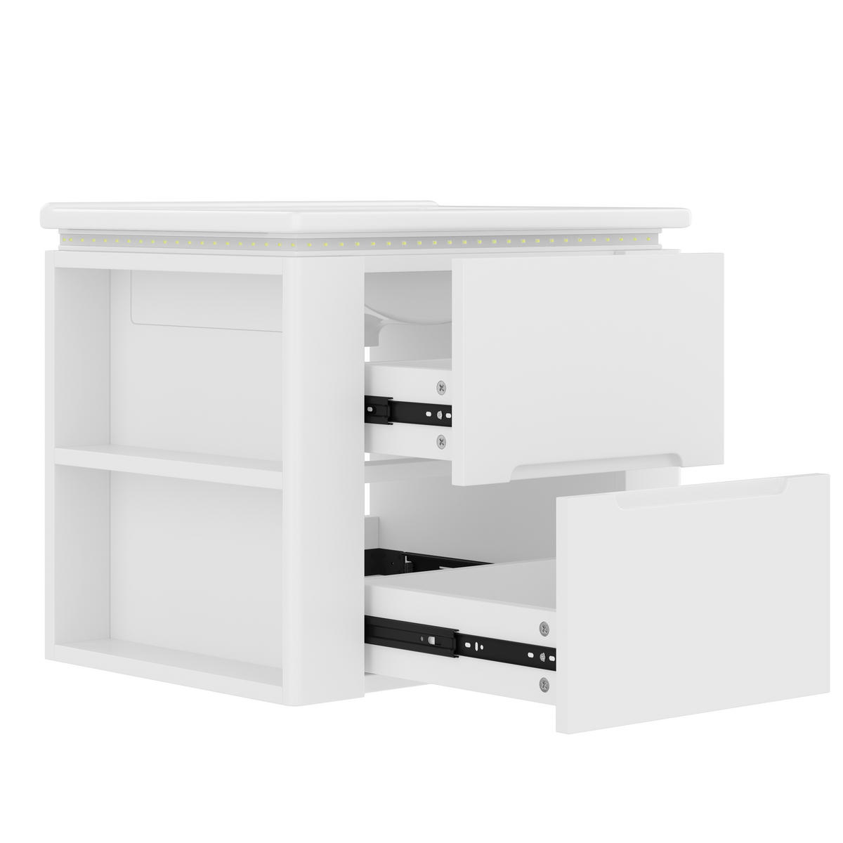 WANDMONTIERTER Badezimmerschrank 61x46x48.5cm in Weiß mit Radar-Sensor-LED & Keramikbecken - Weiß, Holzwerkstoff (61/48.5/46cm) - Modfu