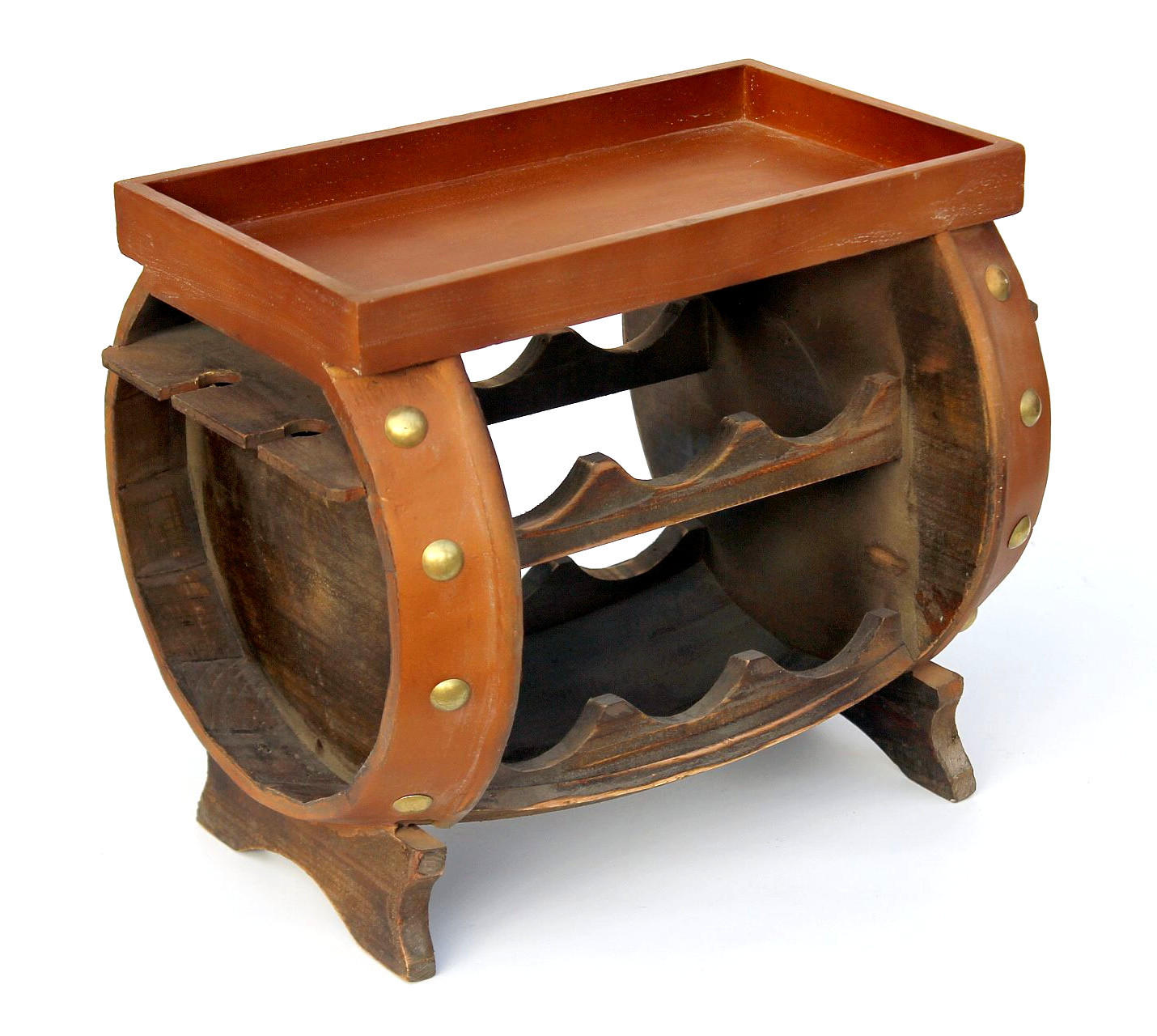 WEINREGAL Weinfass Holz Braun 33 cm 9064 - Braun, Holz (40/33/30cm) - DanDiBo