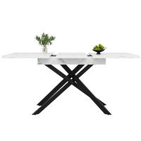 JEDÁLENSKÝ stôl 120-160/80/76,5 cm MDF biela/čierna, rozkladací - biela, kompozitné drevo (160/80/76.5cm) - BEAOK