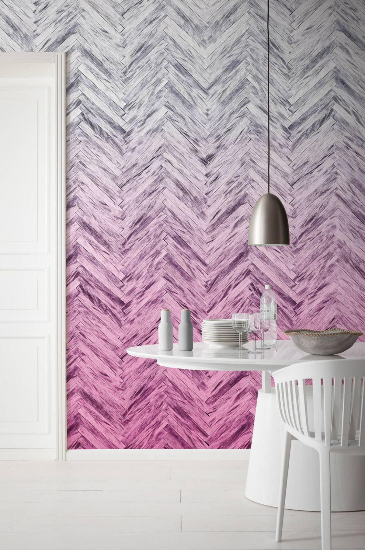 FOTOTAPETE Fischgrätmuster 400 x 250 cm - Pink, Papier (400/250cm) - Sanders & Sanders