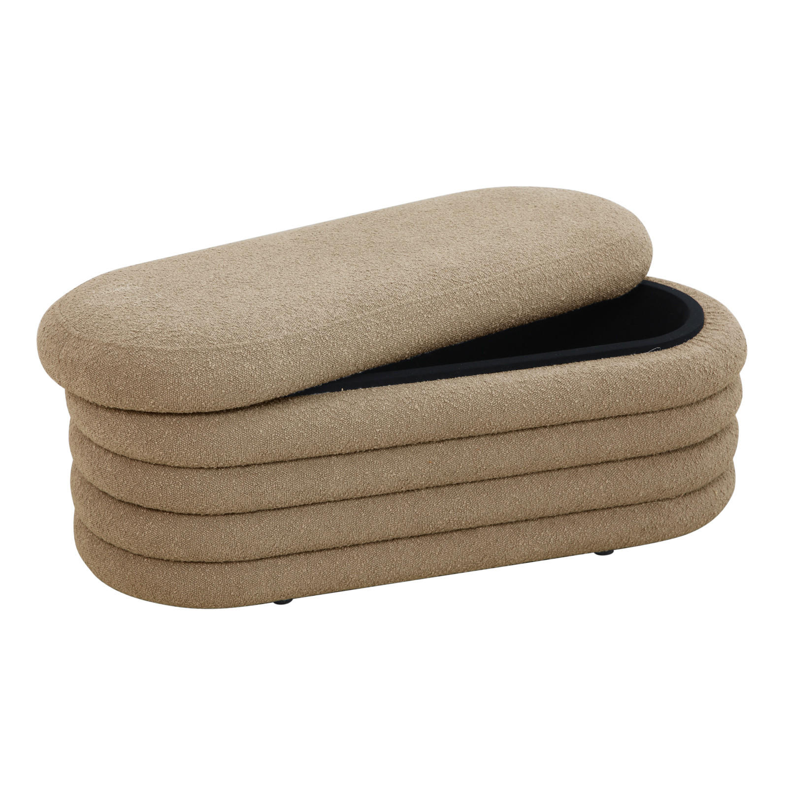 HOCKER BLOSSOM XL mit Aufbewahrung Boucle Hellbraun - Braun, Textil (45/42/108cm) - SVITA