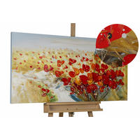 ÖLGEMÄLDE 120/60 cm - Beige/Rot, Holz/Textil (1.74/60cm) - KUNSTLOFT