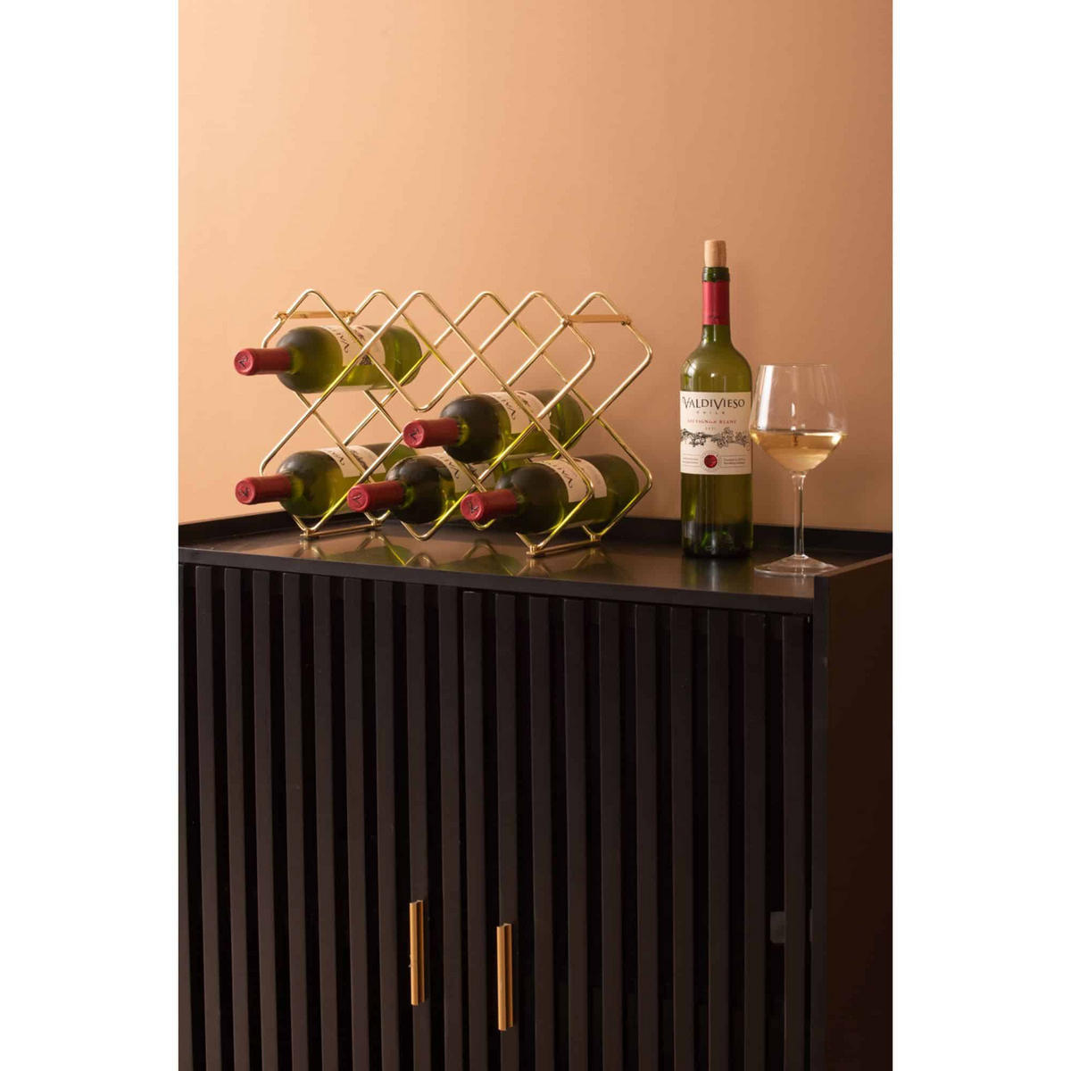 WEINREGAL Diamonds Gold 40.5/15.5/27.5 cm - Goldfarben, Metall (15.5/27.5/40.5cm) - Present Time