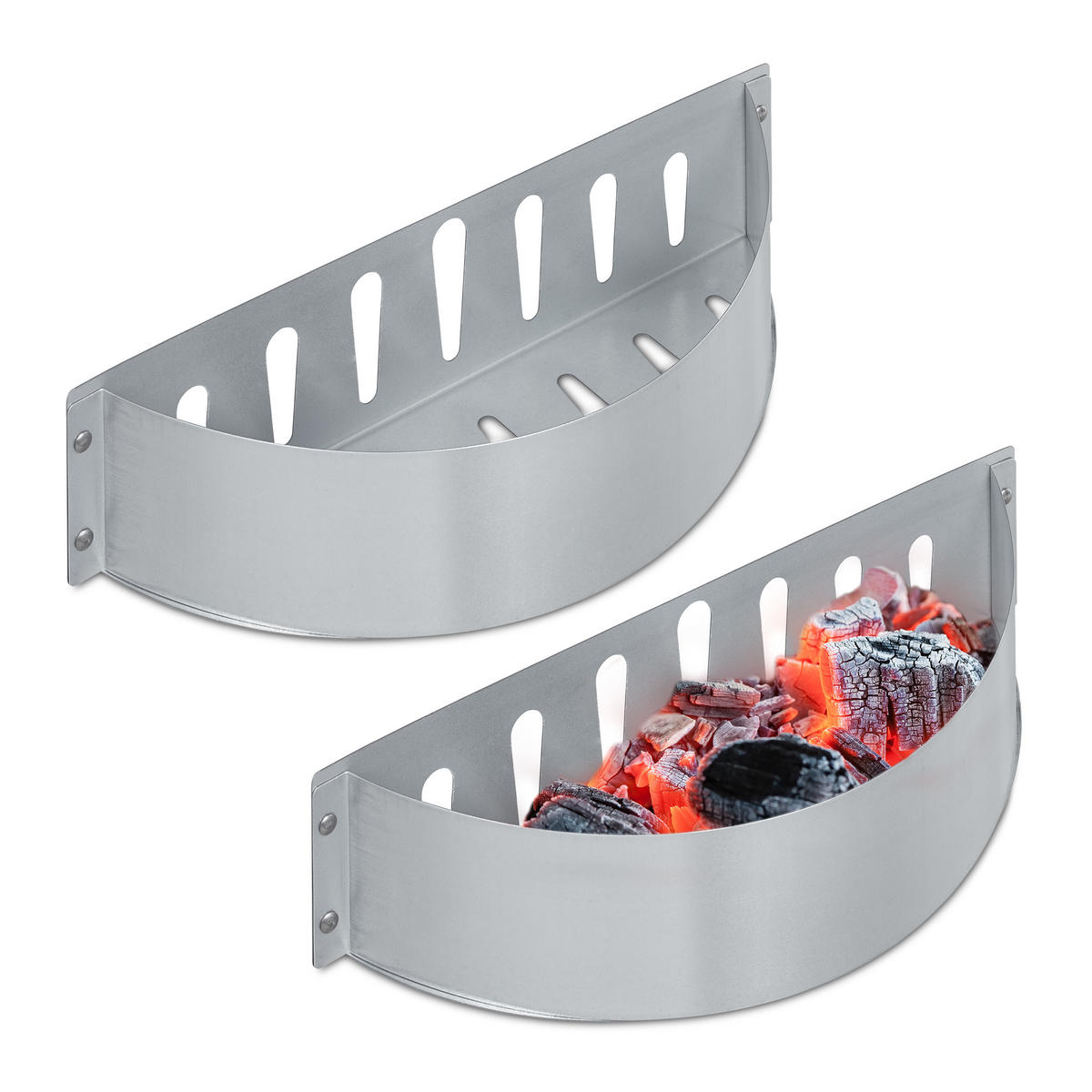 2XKOHLEKORB - Silberfarben, Metall (11.5/33/7cm) - Relaxdays