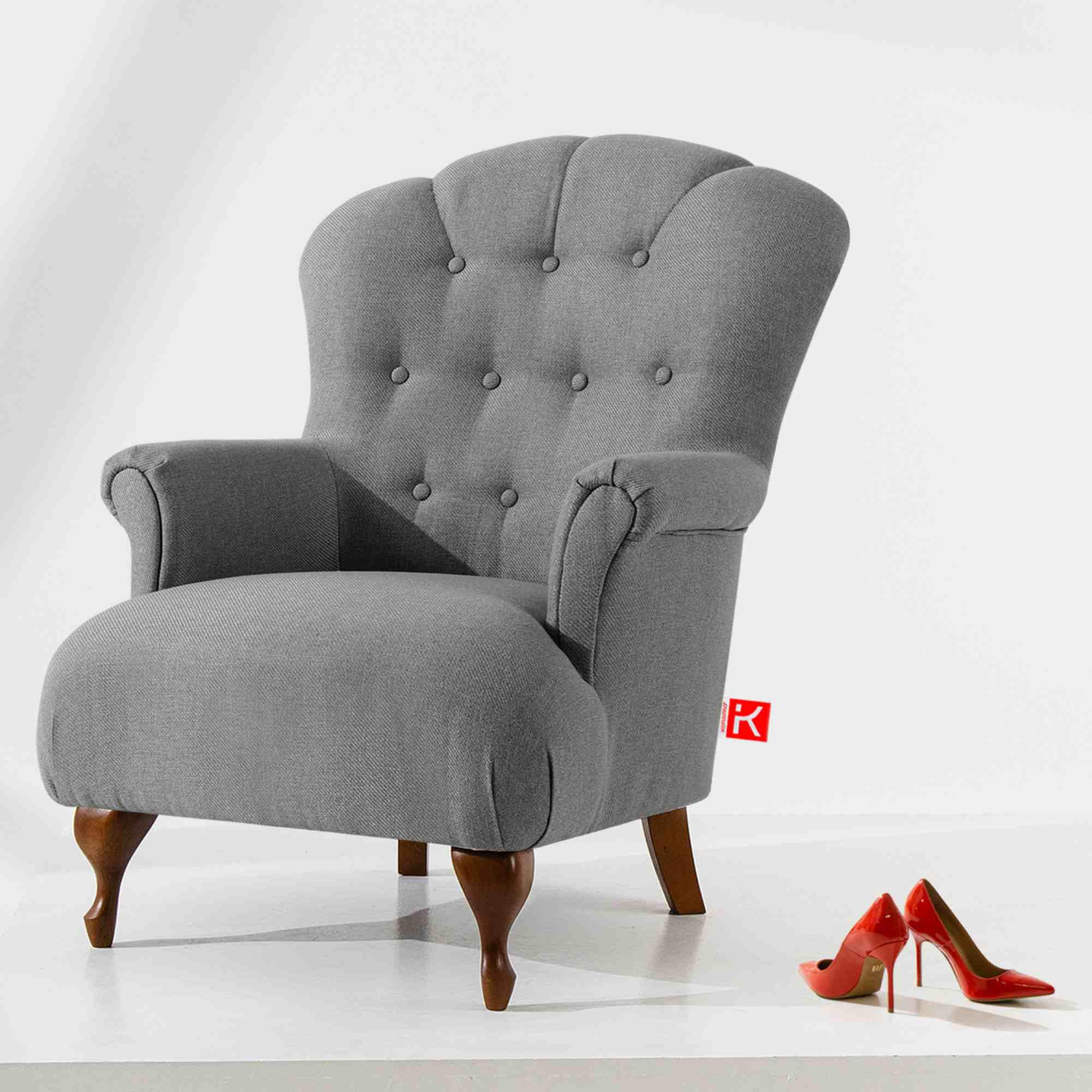 SESSEL TOMIS geflochtener Stoff, karierter - Eschefarben/Braun, Holz/Holzwerkstoff (76/101/83cm) - KONSIMO®