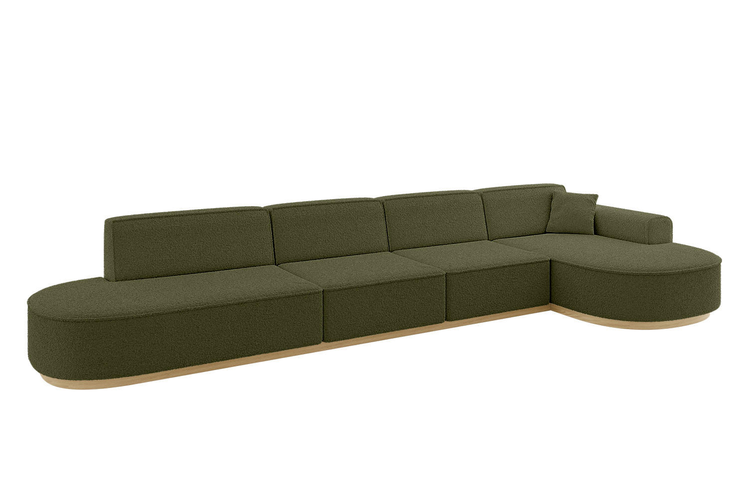 ECKSOFA Ottomane Rechts MARI-L3-v2 - 413x171x83 cm Grün Bouclé - Grün, Holzwerkstoff/Textil (171/413cm) - ALTDECOR