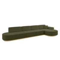 ECKSOFA Ottomane Rechts MARI-L3-v2 - 413x171x83 cm Grün Bouclé - Grün, Holzwerkstoff/Textil (171/413cm) - ALTDECOR