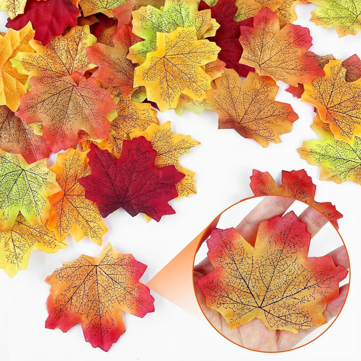 KÜNSTLICHE Blätter 400 Stück 8 Farben 7 x 8,5 cm - Multicolor, Textil (8cm)