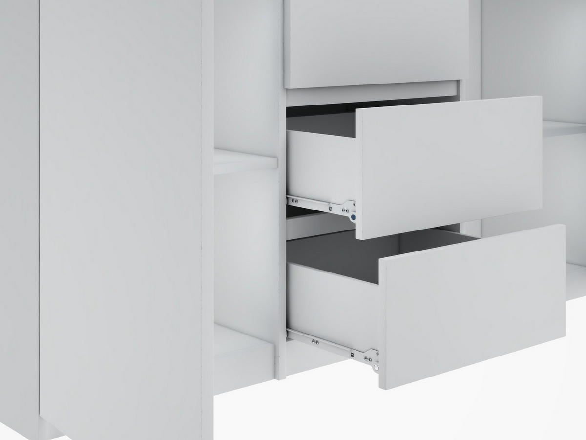 KOMMODE Weiß 120 cm – Sideboard mit 2 Türen und 3 Schubladen - Weiß, Holzwerkstoff (120/76/35cm) - EMIX24