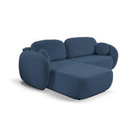 ECKSOFA AMICO L-S Dunkelblau Geflochtener Stoff mit Schlaffunktion - Dunkelblau, Holz (248/174cm) - MASSENO