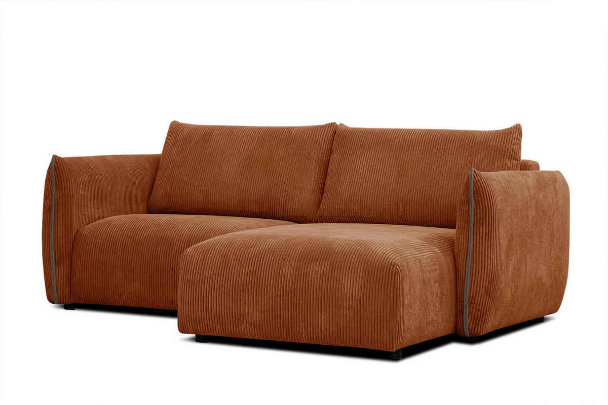 ECKSOFA TAUER 3-Sitzer, orange - Schwarz/Orange, Holzwerkstoff/Kunststoff (206/173cm) - Courtois Laville
