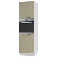 BACKOFENHOCHSCHRANK Kvantum D14/RU/2D Vanille Matt / Weiß Matt 60 / 59 / 207cm - Creme/Weiß, Holz/Holzwerkstoff (60/207/59cm) - Feldmann-Wohnen