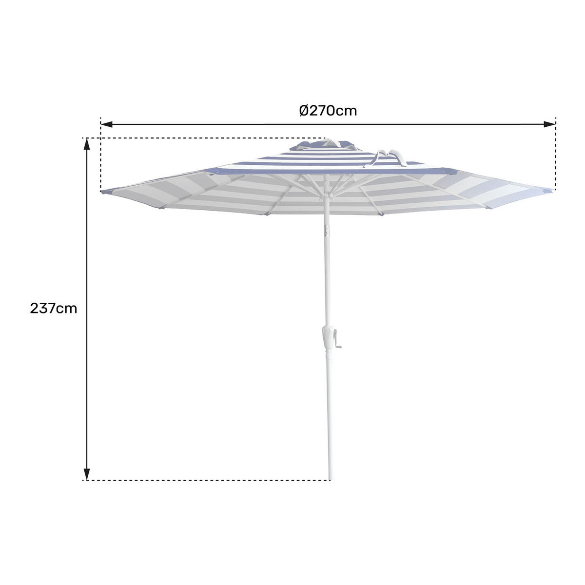 SONNENSCHIRM Bandol Gelb und Weiß Ø 2,70 m - Gelb, Textil (270/270cm) - Happy Garden