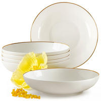 SUPPENTELLER-SET AD BELLA, 6-tlg - Ecru/Goldfarben, Keramik (20cm) - KONSIMO®