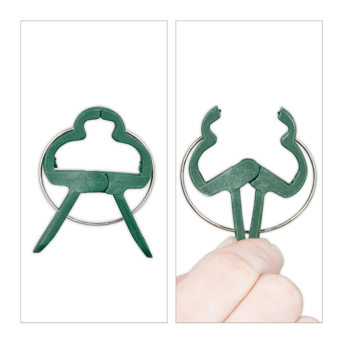 120xPFLANZENCLIPS - Dunkelgrün, Kunststoff/Metall (4.5/1/6cm) - Relaxdays