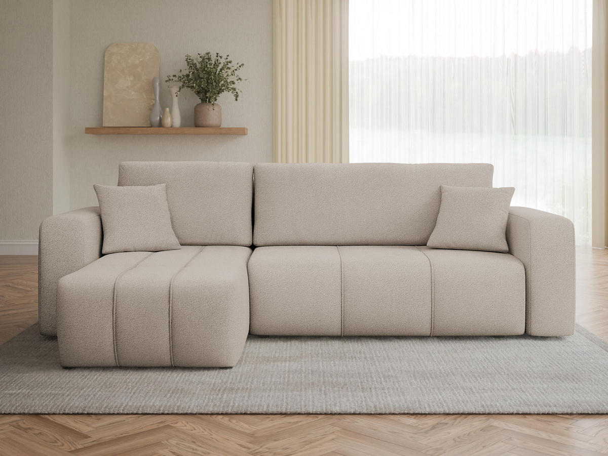 ECKSOFA Furyn - Beige/Schwarz, Holz/Kunststoff (244/145cm) - MIRJAN24