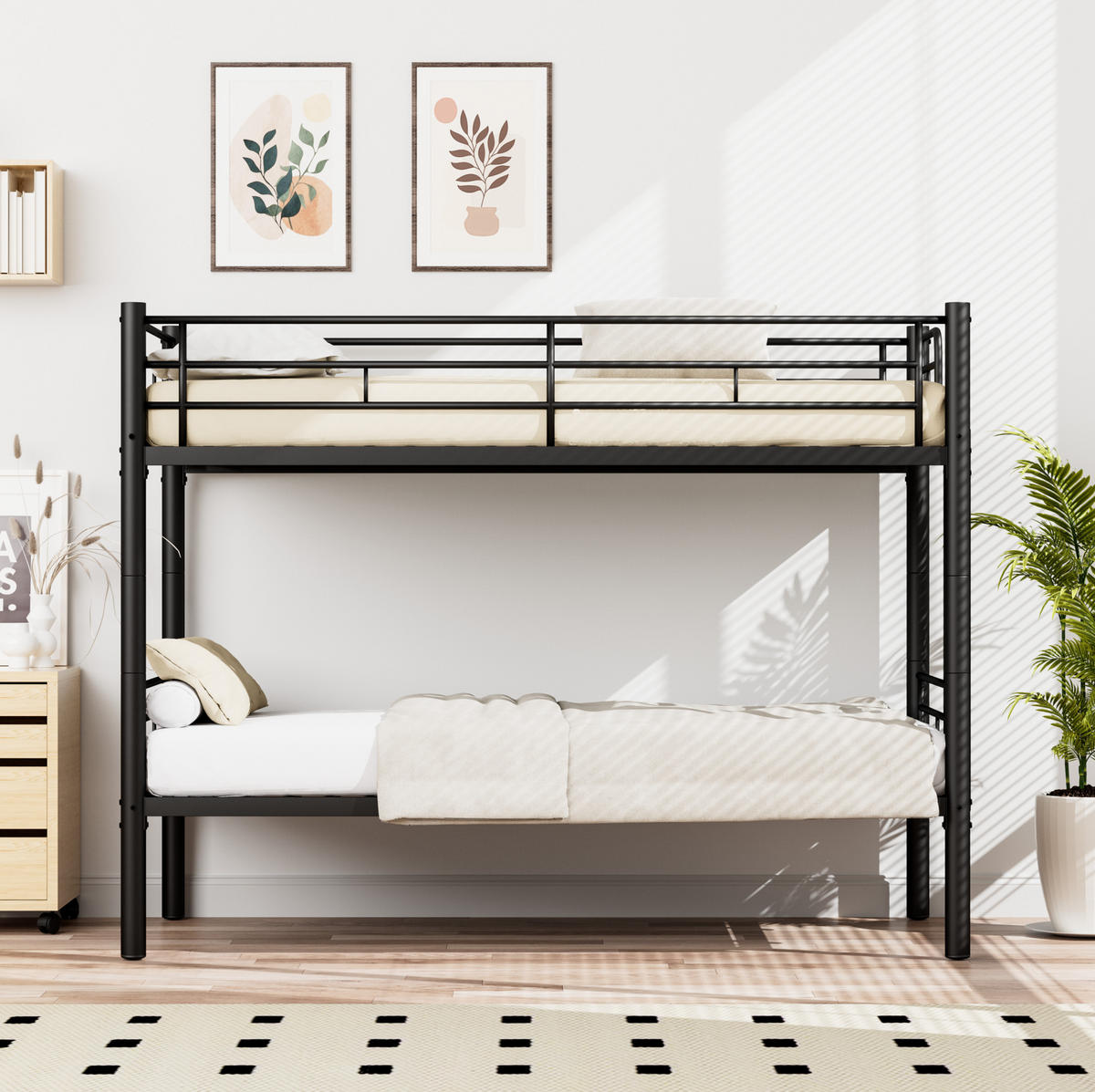 ETAGENBETT umbaubar zu 2 Einzelbetten 90x190 cm Metall Schwarz - Schwarz, Metall (90/190cm) - Beauniv