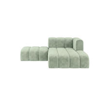 CHAISELONGUE Modulare Mit Hocker, Velvet-Stoff Riviera, Mintz, Rechts, GRAND - Mintgrün, Holz (204/179cm) - Kaiser Möbel