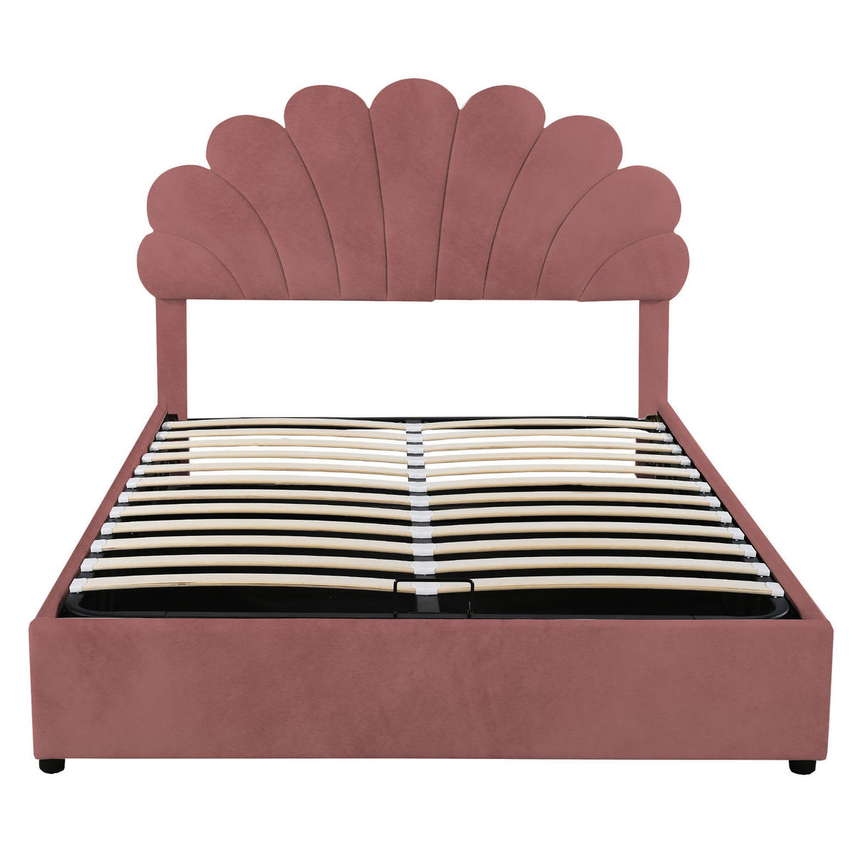 SAMT-POLSTERBETT 140/200 cm mit Bettkasten und verstellbarem Kopfteil in Rosa - Dunkelrosa, Textil (140/200cm) - BEAOK