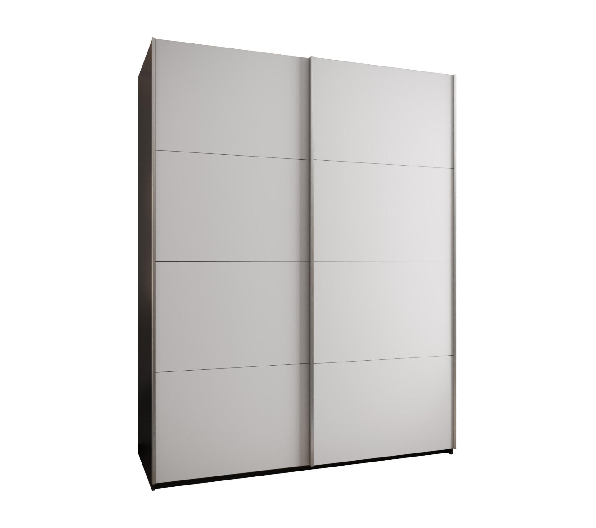 Abiks Möbel Schwebetürenschrank Schwarz, Weiß, Silber 200x245x64 cm