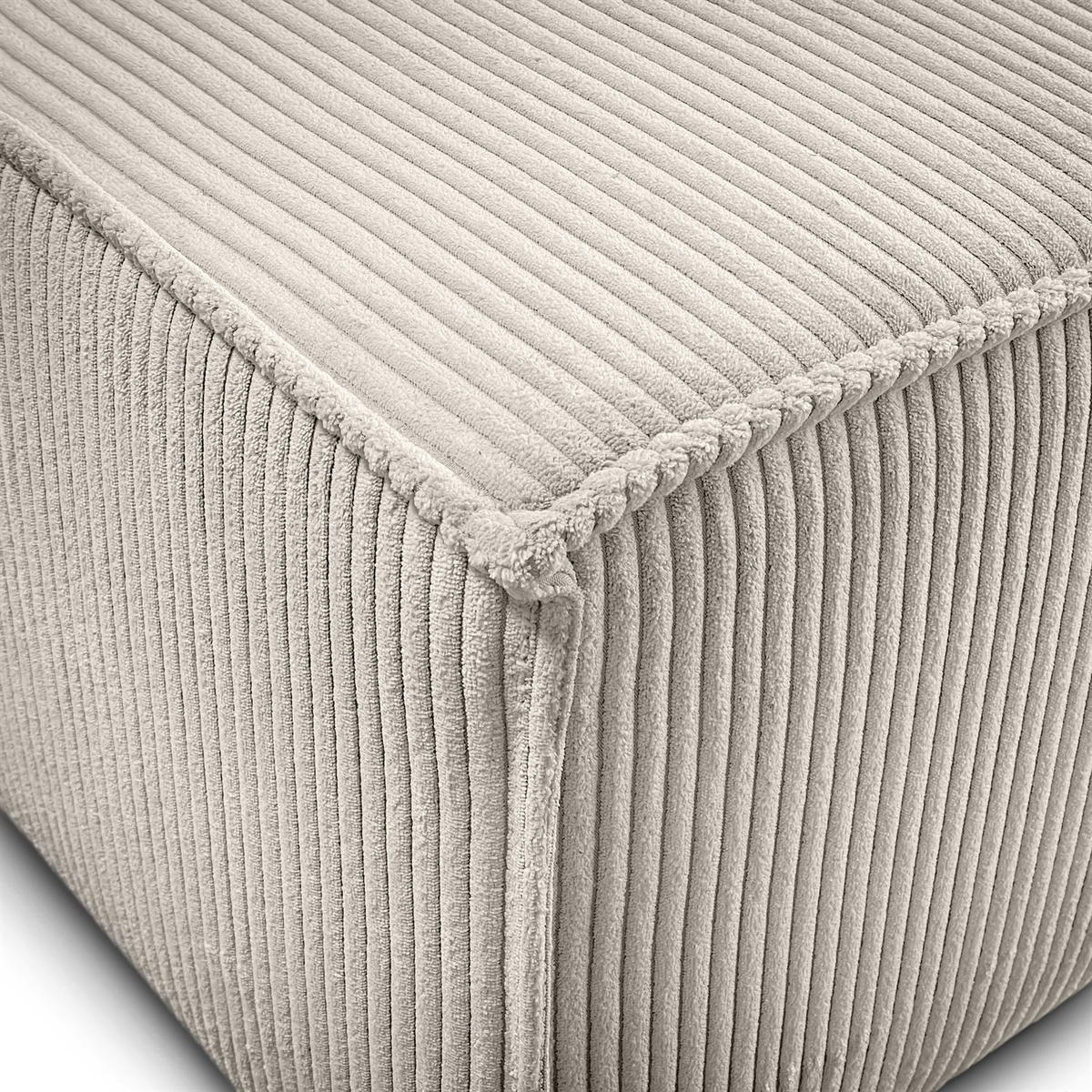ECKSOFA Gepolstertes CARLO XL Cord mit Schlaffunktion und Bettkasten, Poso 100 - Ecru, Textil (277/143cm) - Lookway