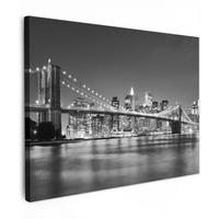 LEINWANDBILD - New York - Brücke - Brooklyn - Schwarz und weiß - Architektur - 80x60 - Malerei - Schwarz, Textil (80/60cm) - MuchoWow