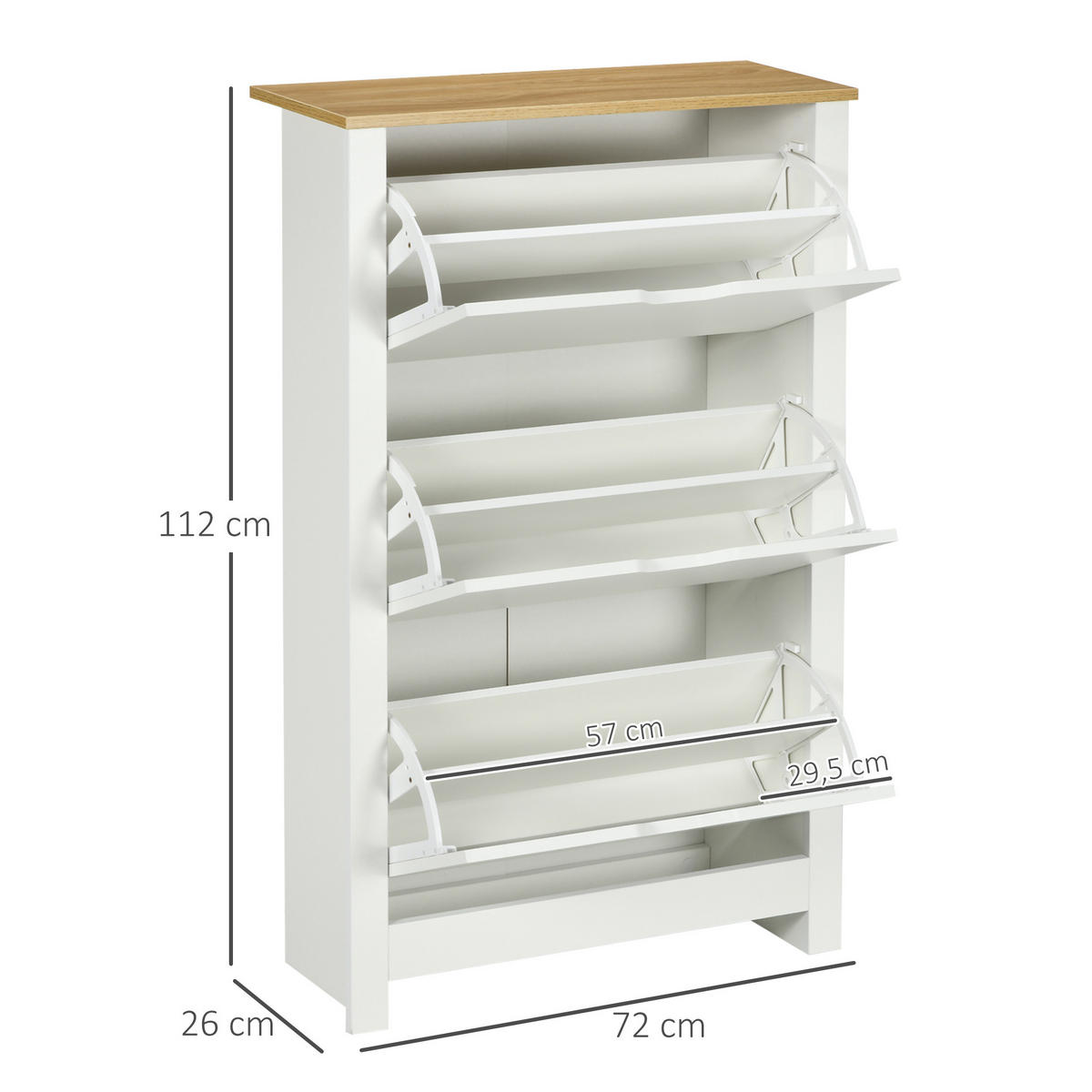 SCHUHSCHRANK 72/112/26 cm Weiß aus Holzwerkstoff mit 3 Klappen - Weiß, Holzwerkstoff (72/112/26cm) - OKMYHOME