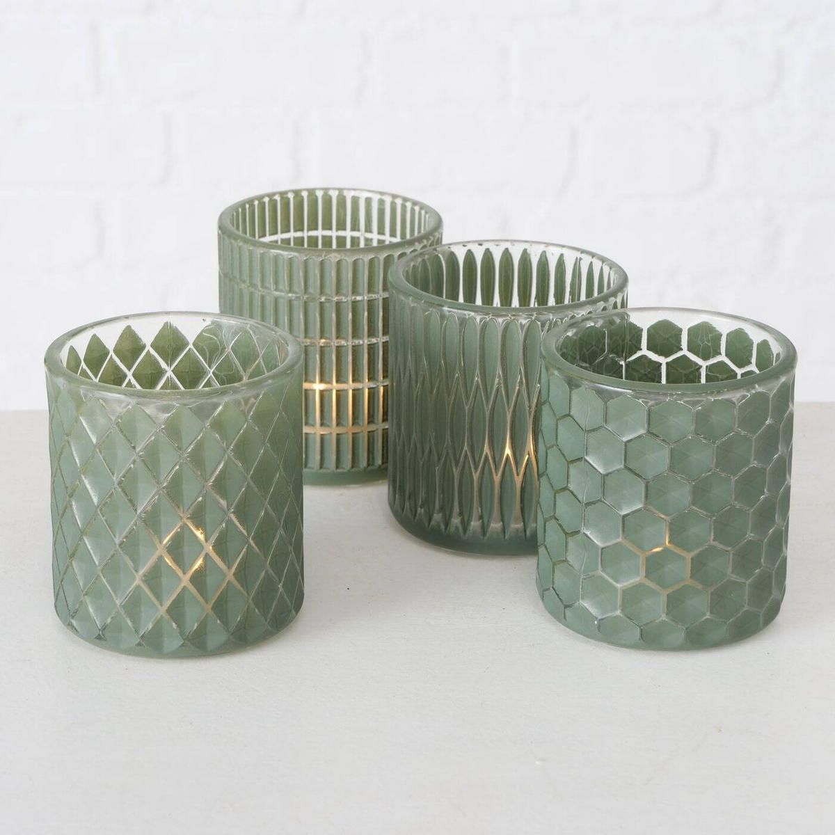 KERZENHALTER Dustin Mosaik Ø 8 cm - Grün, Glas (8/9/8cm) - Boltze Home