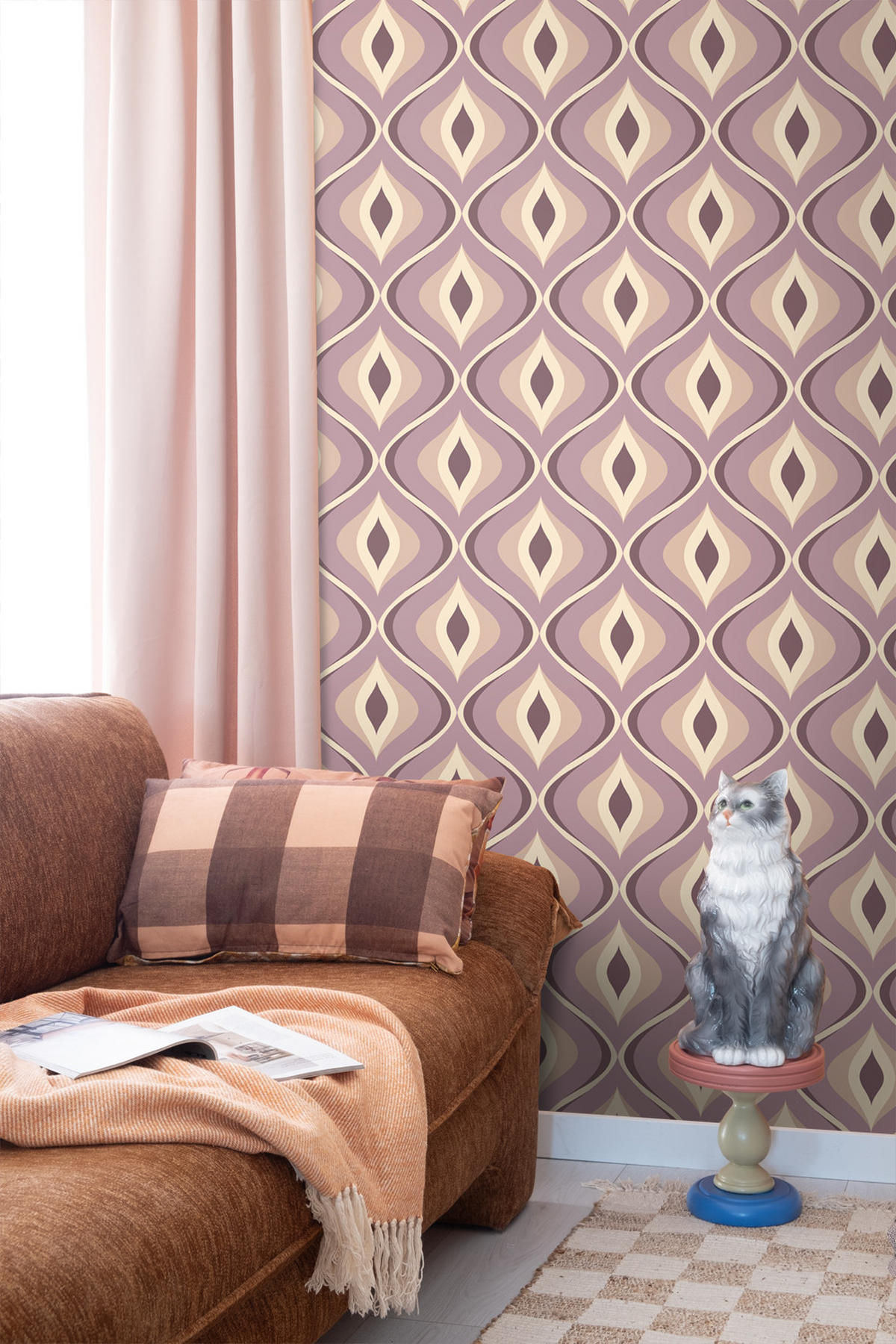 TAPETE Retro-Ornamente 50 x 900 cm - Lila, Papier (50/900cm) - ESTAhome