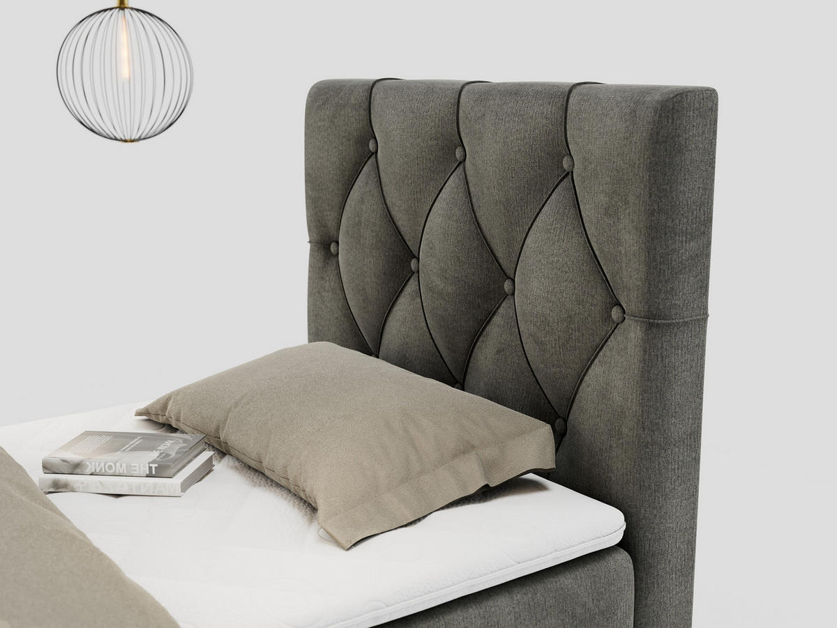 BOXBETT ALDA 90/200 Dunkelgrau Velvet - H4 - Rechts Seite - Dunkelgrau, Holz/Textil (90/200cm) - MKS