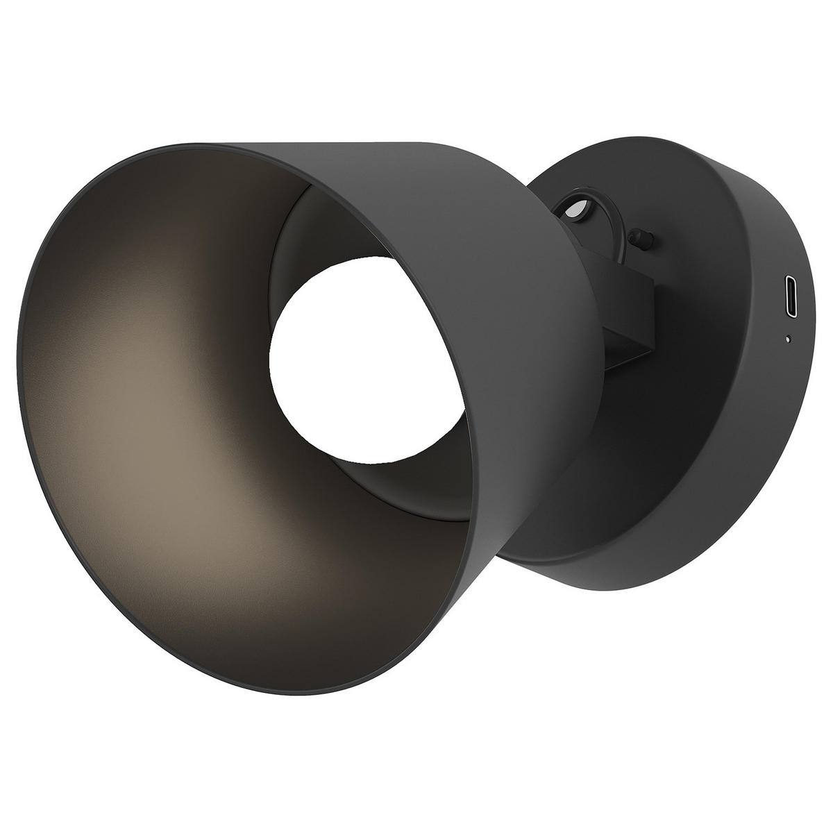 AKKU-WANDLEUCHTE inkl. Fernbedienung - 3-Stufen-Dimmer - Eisen - Schwarz, Metall (12/15/16cm) - home24