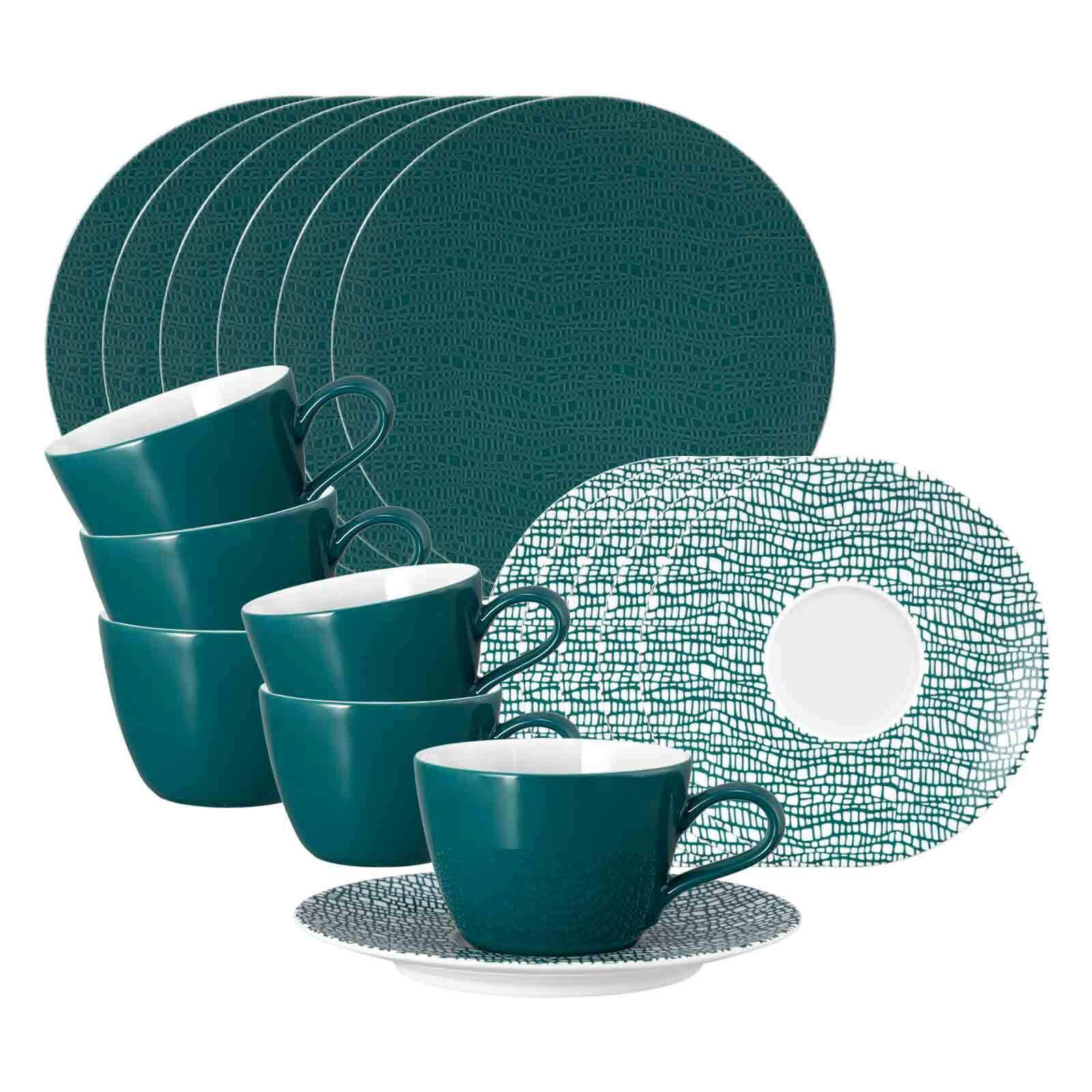 KAFFEESERVICE Life Fashion Trendy Petrol 18er Set - Petrol, Keramik (1/1/1cm) - Seltmann Weiden