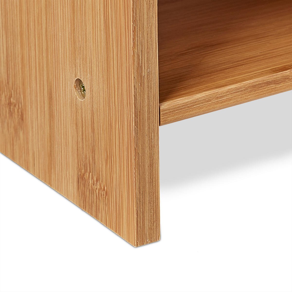 MONITORSTÄNDER Natur Bambus 2-Schubladen - Hellbraun, Holz (23/54/13cm) - Relaxdays