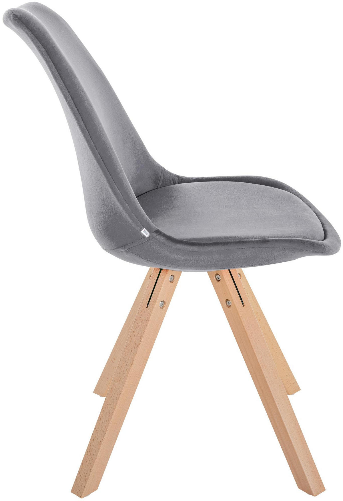STUHL 4er Set Samt grau - Naturfarben/Grau, Holz/Textil (48/81/54cm) - CLP