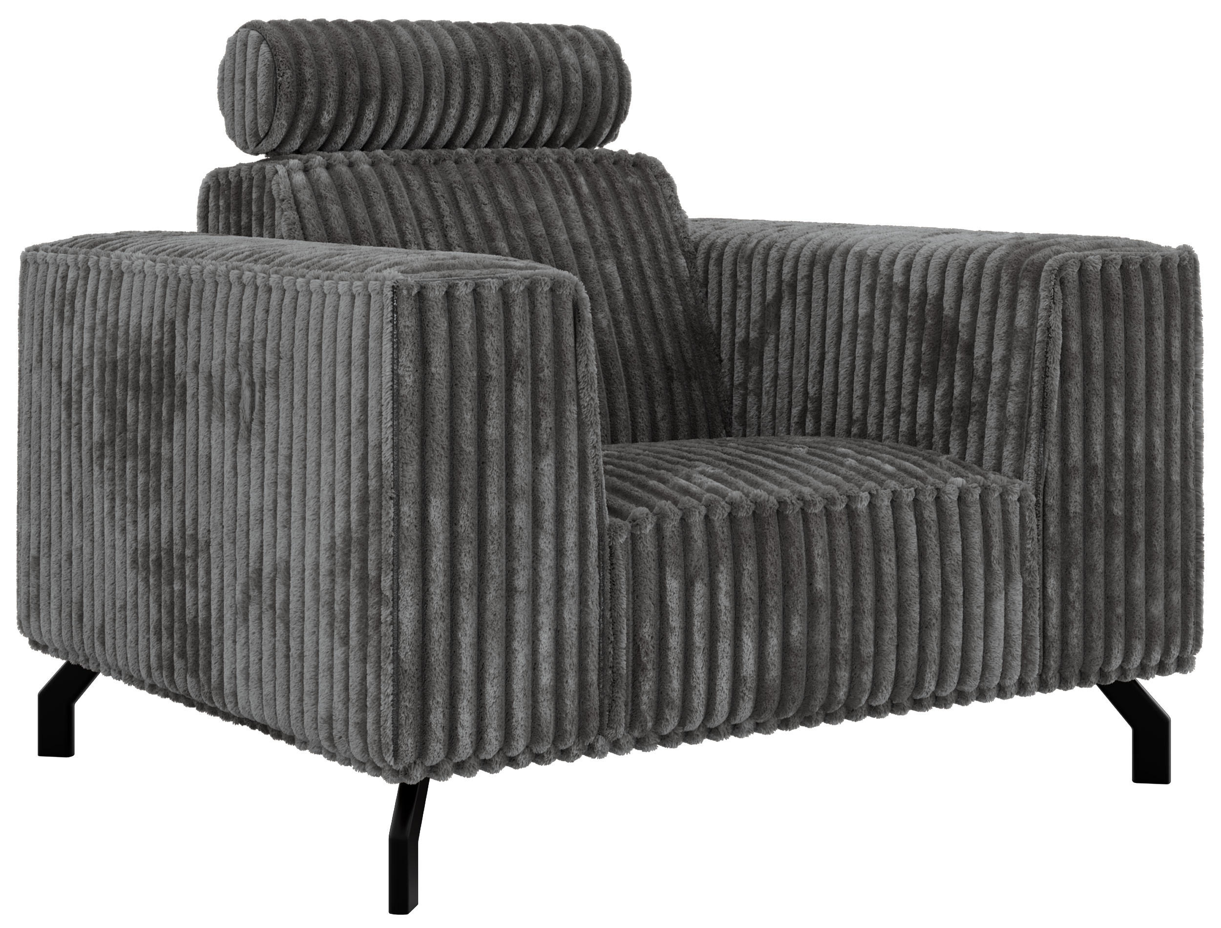 SESSEL VESANO - Grau Cord - Schwarz/Grau, Textil/Metall (109/90/95cm) - MKS