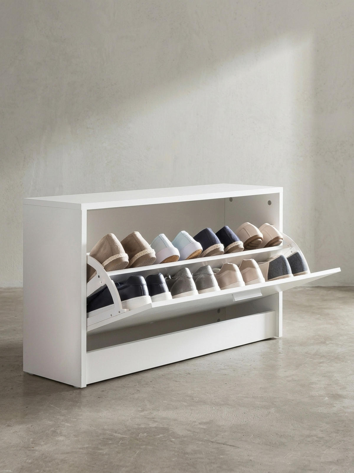SCHUHKIPPER aus Holz in Weiß mit Ablage und 1 Fach, 80x24x47 cm - Weiß, Holz (80/47/24cm) - KADIMA DESIGN