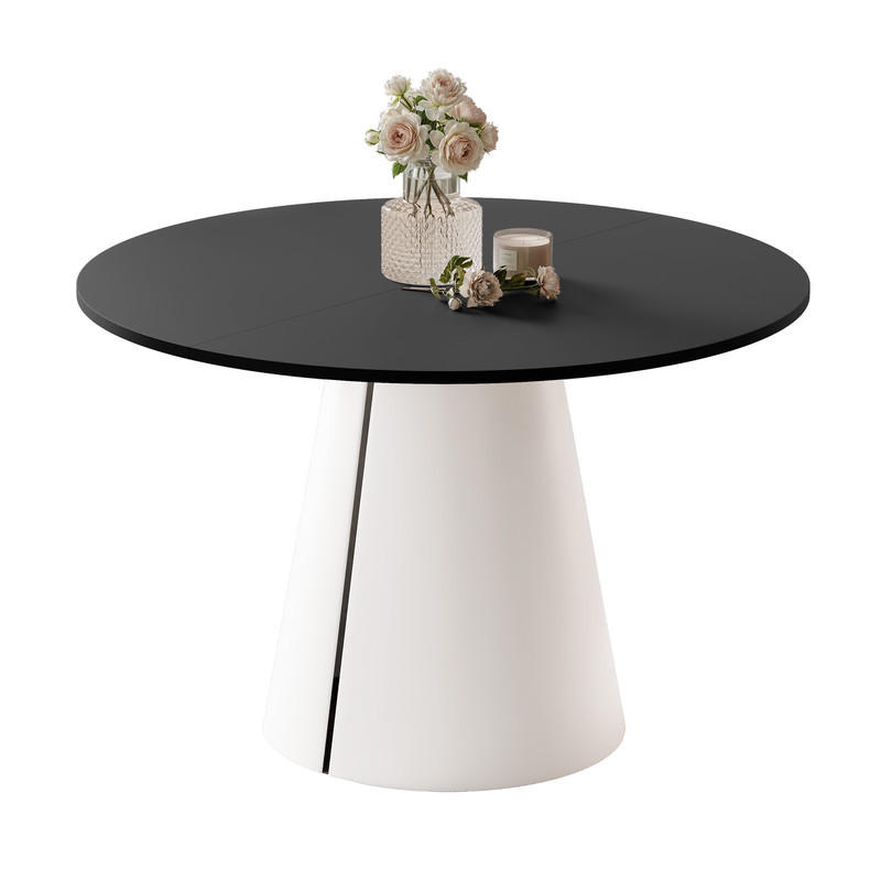 AUSZIEHTISCH BASE 100-176/76 cm, Weiß / Schwarz - Schwarz/Weiß, Holzwerkstoff/Metall (100/100/76cm) - Idohome
