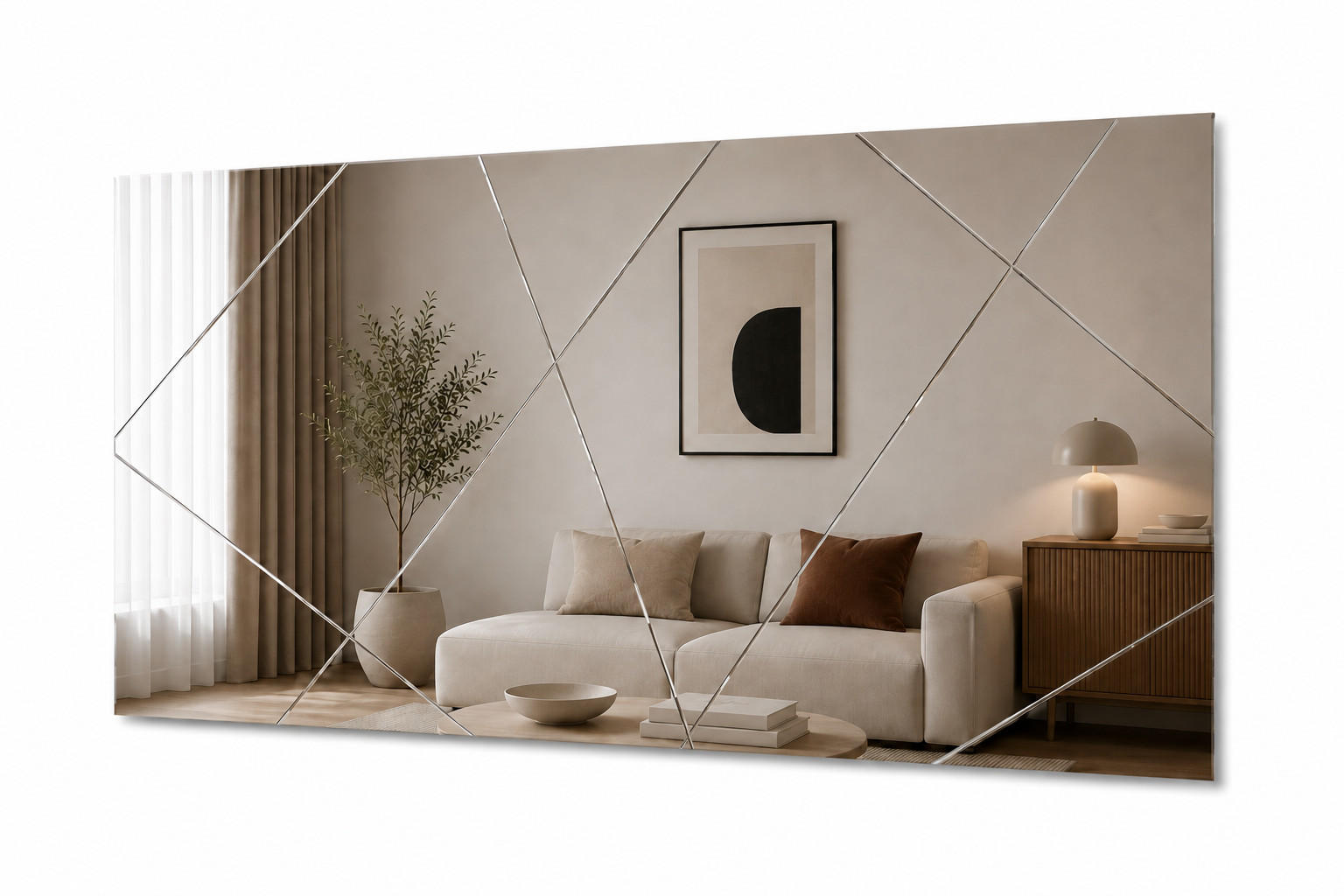 SPIEGEL Exquisite Asymmetrisches Design 120x60 cm - Silberfarben, Holzwerkstoff (120/60/2.2cm) - moebel17